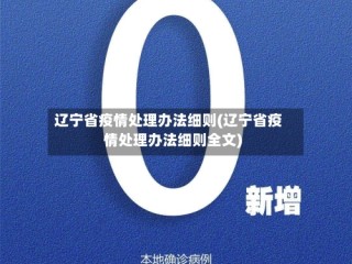 辽宁省疫情处理办法细则(辽宁省疫情处理办法细则全文)
