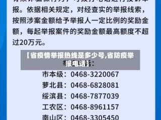 【省疫情举报热线是多少号,省防疫举报电话】