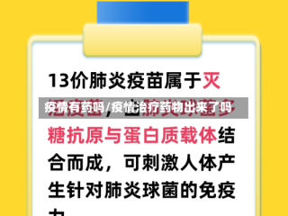 疫情有药吗/疫情治疗药物出来了吗