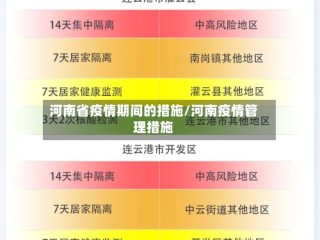 河南省疫情期间的措施/河南疫情管理措施