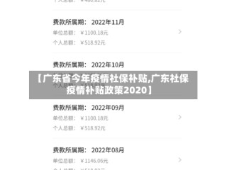 【广东省今年疫情社保补贴,广东社保疫情补贴政策2020】