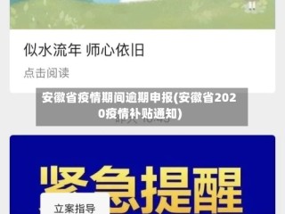 安徽省疫情期间逾期申报(安徽省2020疫情补贴通知)