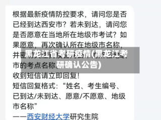 黑龙江省考研疫情(黑龙江考研确认公告)