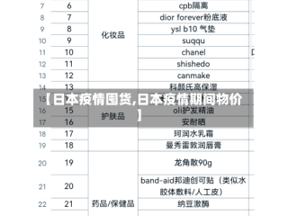 【日本疫情囤货,日本疫情期间物价】