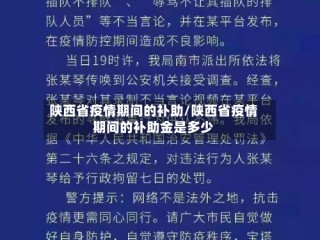 陕西省疫情期间的补助/陕西省疫情期间的补助金是多少