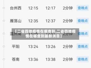【二省四地疫情在哪查到,二省四地疫情在哪查到最新消息】