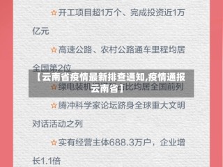 【云南省疫情最新排查通知,疫情通报云南省】