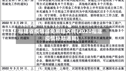 福建省疫情减免房租文件(2020福建疫情补贴通知)