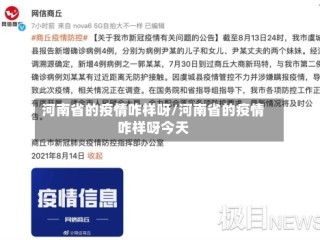 河南省的疫情咋样呀/河南省的疫情咋样呀今天