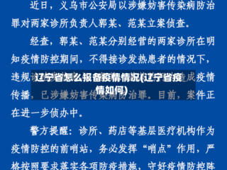 辽宁省怎么报备疫情情况(辽宁省疫情如何)