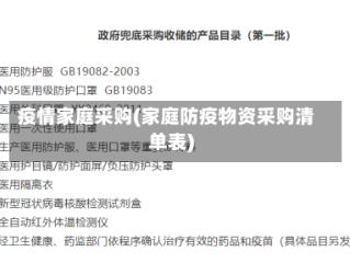 疫情家庭采购(家庭防疫物资采购清单表)