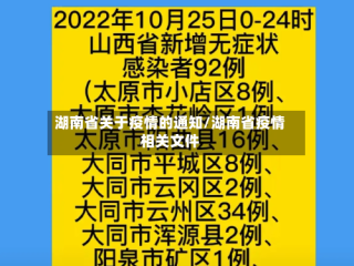 湖南省关于疫情的通知/湖南省疫情相关文件