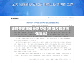 如何查湖南省最新疫情(湖南疫情病例在哪里)
