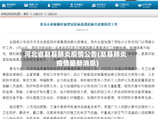 河北省赵县肺炎疫情公告(赵县肺炎疫情最新消息)