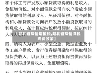 【湖北省疫情增值税,湖北省疫情减税降费政策】