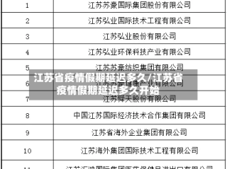 江苏省疫情假期延迟多久/江苏省疫情假期延迟多久开始
