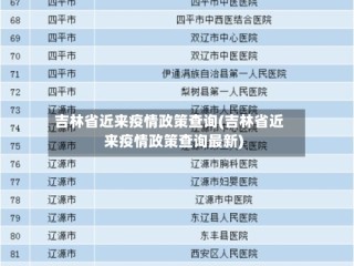 吉林省近来疫情政策查询(吉林省近来疫情政策查询最新)