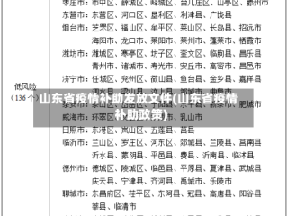 山东省疫情补助发放文件(山东省疫情补助政策)