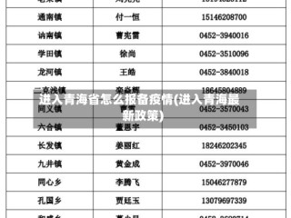 进入青海省怎么报备疫情(进入青海最新政策)