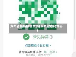 贵州省最新疫情黄码(贵州健康码黄码)