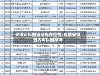 安徽可以撤省吗现在疫情/疫情安徽省内可以回家吗