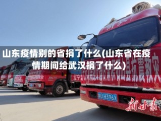 山东疫情别的省捐了什么(山东省在疫情期间给武汉捐了什么)