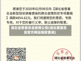 湖北省慈善总会疫情公告(湖北慈善总会官方网站捐款查询)