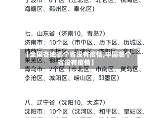 【全国各地哪个省没有疫情,中国哪个省没有疫情】