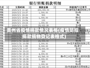 贵州省疫情捐款情况表格(疫情防控捐款捐物登记表格式)
