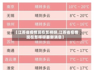 【江苏省疫情现在怎样呀,江苏省疫情现在怎样呀最新消息】