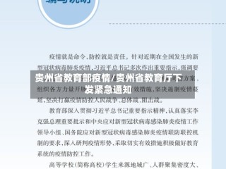 贵州省教育部疫情/贵州省教育厅下发紧急通知