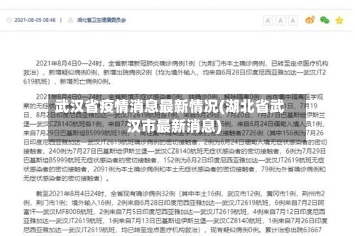 武汉省疫情消息最新情况(湖北省武汉市最新消息)