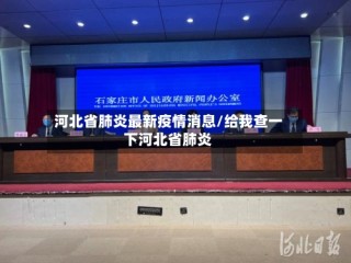 河北省肺炎最新疫情消息/给我查一下河北省肺炎
