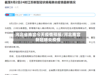 河北省南宫今天疫情预报/河北南宫新冠肺炎疫情
