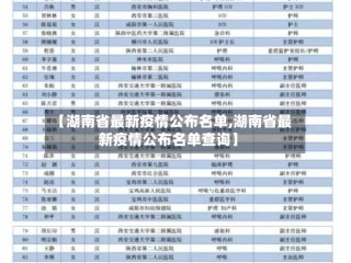 【湖南省最新疫情公布名单,湖南省最新疫情公布名单查询】