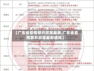 【广东省疫情放开政策最新,广东省疫情放开政策最新通知】