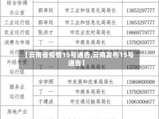 【云南省疫情15号通告,云南发布15号通告】