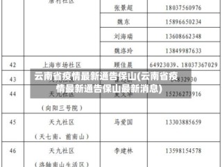 云南省疫情最新通告保山(云南省疫情最新通告保山最新消息)