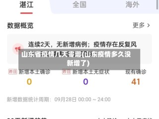 山东省疫情几天零增(山东疫情多久没新增了)