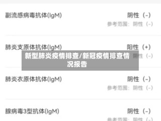 新型肺炎疫情排查/新冠疫情排查情况报告