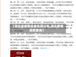 【湖北省疫情患者轨迹公布,湖北疫情动态查询】