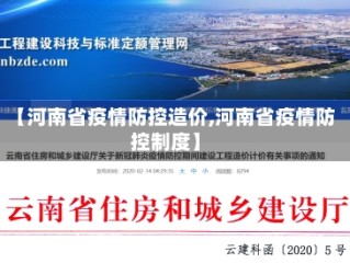 【河南省疫情防控造价,河南省疫情防控制度】