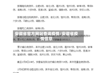 安徽省官方网站查询疫情/安徽省疫情信息