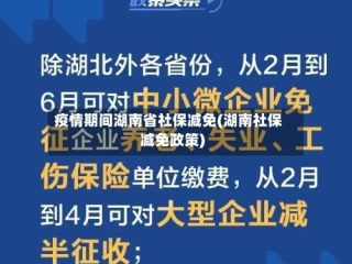 疫情期间湖南省社保减免(湖南社保减免政策)