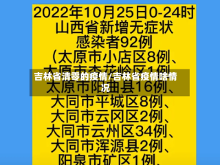 吉林省清零的疫情/吉林省疫情啥情况