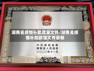 湖南省疫情补助政策文件/湖南省疫情补助政策文件最新