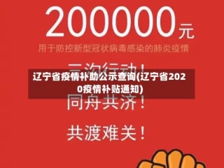 辽宁省疫情补助公示查询(辽宁省2020疫情补贴通知)
