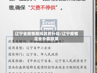 辽宁省疫情期间政府补贴/辽宁疫情企业补助政策