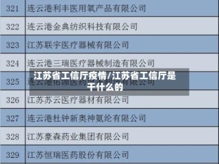 江苏省工信厅疫情/江苏省工信厅是干什么的