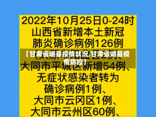 【甘肃省岷县疫情状况,甘肃省岷县疫情防控】